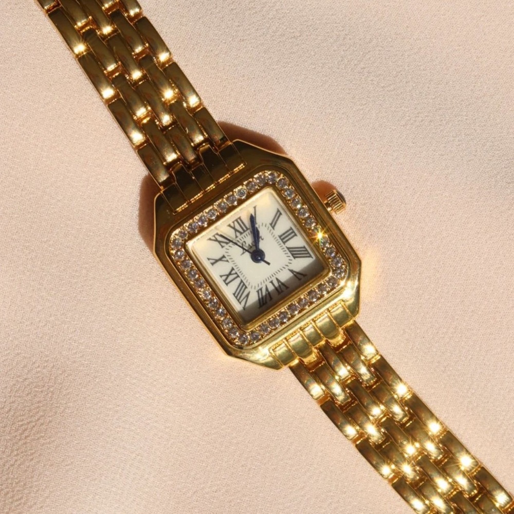 NIRVANA Gold Women's Watch with White Dial